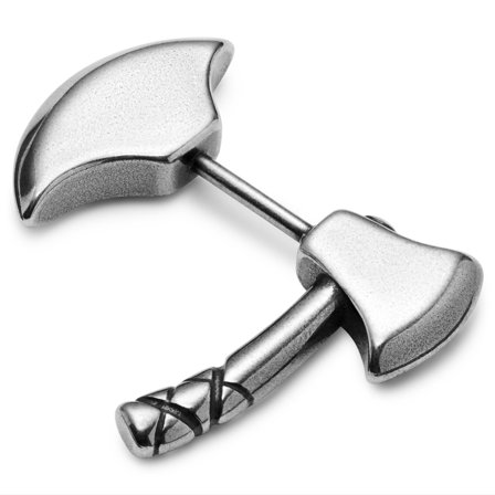 Satago | Roestvrijstalen Bijl Fake Taper Oorbel voor mannen - Fake plugs