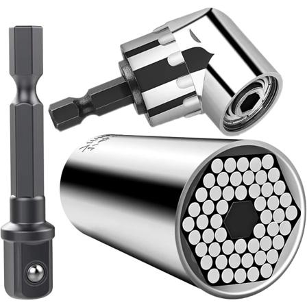 Sokkelnøkkel Universal Mutter Universal Sokkelnøkkel 7-19 mm Multifunksjonelt Håndverktøy med En 105° Skrutrekker Tilbehørsadapter Reparasjonsverktøy 