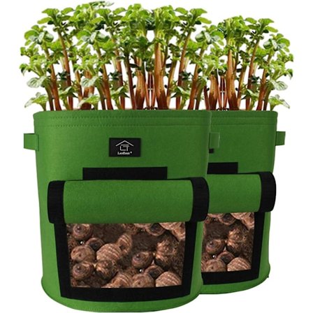 5 stk. plantepose, grøntsagsdyrkningspose, plantepose til sidedyrkning, åndbare haveplantekasser til kartofler, tomater, gulerødder, 1 gallon, brun