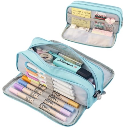 Etui med stor kapacitet 3 rum taske Blyantshus Skole Gletscher blå