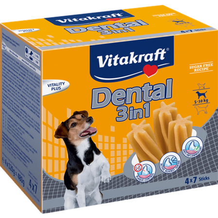 Vitakraft - Tannpleie 3 i 1 Hund 28 stk. - Hund - Hundegodbiter & tyggebein - Dental tyggebein & tanntyggebein - ZOO.no