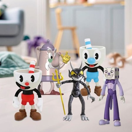 Cuphead Animefigur, 6-pack Anime-spelfigurleksaker