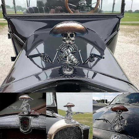 Cowboy Skull Gunslinger Hood Ornament, Cool Skeleton Figurines, Car Truck Hood Ornament Metal Skull Hood Ornament Car Decor A1331 -CHSZ