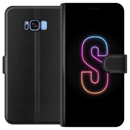 Kompatibelt Lommeboketui til Samsung Samsung Galaxy S8 Neonbokstav S i lysende rosa og blå toner mot mørk bakgrunn, stilig bokstavkunst med retrofut