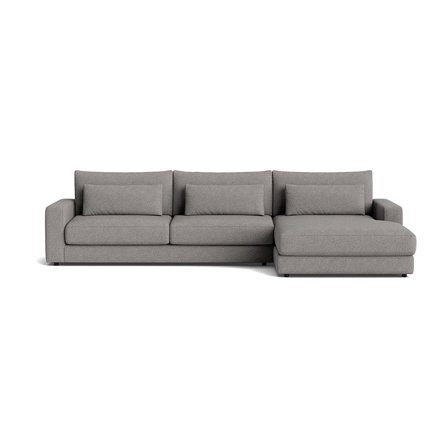 Sevilla chaiselong sofa, højrevendt - Loop Grå - 332x167x85cm - Sofa med Ekstra Rygpuder, Pocket Fjedre & Blød Komfort - Grå Chaiselong Sofa