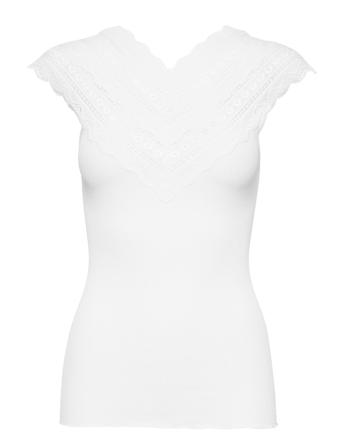Silk Top W/ Lace T-shirt Top Hvid Rosemunde