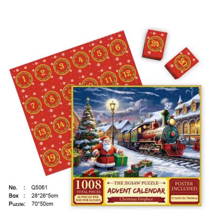 Julepuslespill, 1008 brikker adventskalender, puslespill, 24 dager med juleferiepuslespill