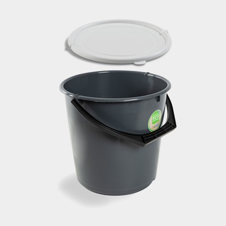Bucket with lid Nordiska Plast ECO, eco grey, 10 litres