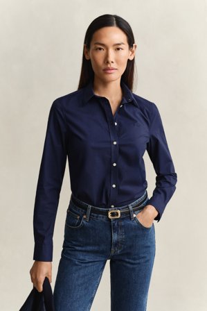 GANT Damen Slim Fit Popeline Bluse (36) Blau