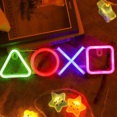Game Icons Light, USB-drevet Game Neonskilt til Vægdekoration, Gaming Skrivebordstilbehør og Gaming Værelsesindretning til Soveværelse 14" x 5.9"