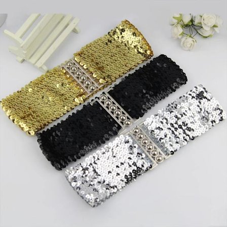 Sequin Elastic Wide Waist Belt Women Fashion Waistband Lady Party Dress Decorative Corset Strap Glitter Stretch Belts Wholesale