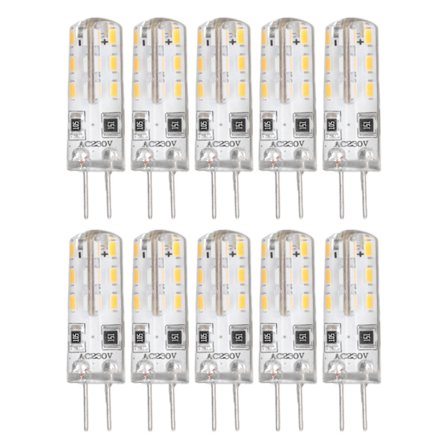 10 stk. G4 LED-pærer Bi Pin Base Silikon Varmhvit 3000K 1,5W AC220V 110LM Landskapspærer Erstatning