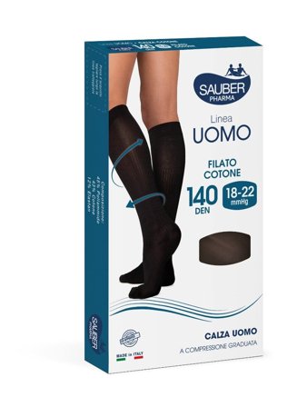 Sauber Linea Uomo Cotone Calza 140 Den Nero Taglia L/XL