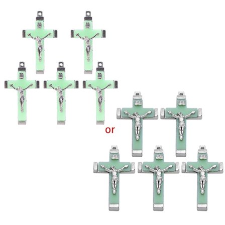 5x metall Kristus Jesus för Cross Luminous Glow in the Dark Pendant Crucifix Ornam