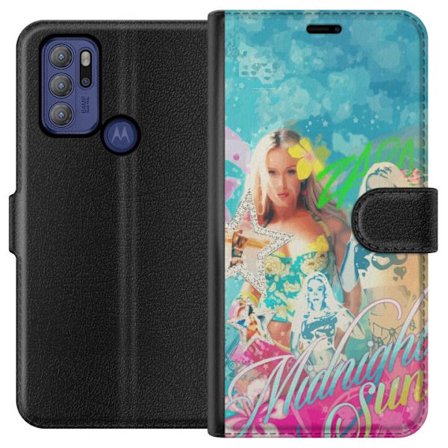 Kompatibel Tegnebogsetui til Motorola Moto G60S Eventyrverden med Steve, Creeper og dyr i farverig blokgrafik