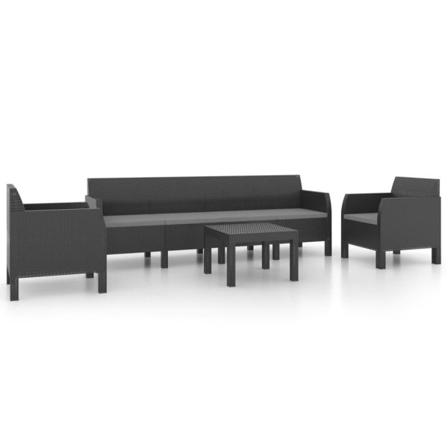 Vidaxl Loungegrupp För Trädgården 4 Delar M. Dynor Pp-rotting An Antracit