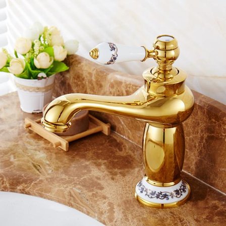 Retro badrumsblandare i guld, mässingsblandare för handfat