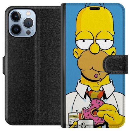 Kompatibel Tegnebogsetui til Apple iPhone 13 Pro Max Animeret gul karakter med bolle og kaffekop, humoristisk illustration med ikonisk stil og legende