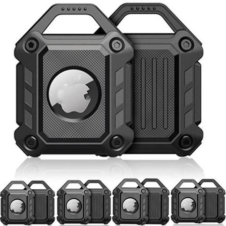Vanntett Airtag nøkkelring etui, skru full deksel kompatibel med Apple Air Tag Tracker nøkkelringer 2-pakning (svart)