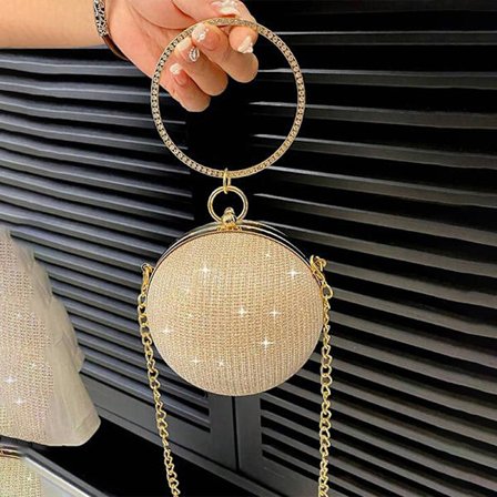 Circular Ring Portable Evening Bags Metal Round Ball Handväska
