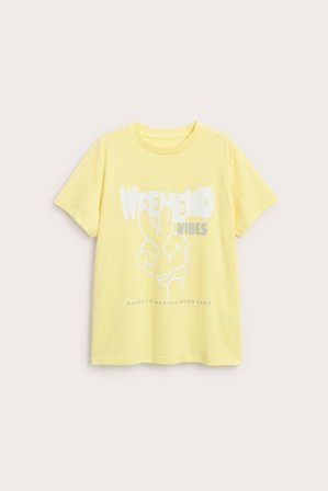 Kappahl | T-shirt z nadrukiem Żółty 146/152 | Żółty