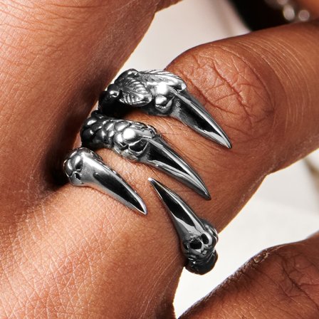 Silver-Tone Dragon Claw Ring for Men - Steel rings