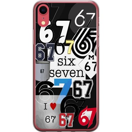 Kompatibelt Mobildeksel til Apple iPhone XR 67 meme seks syv trend kollasj viral internettmeme 6-7 grafisk moderne estetikk