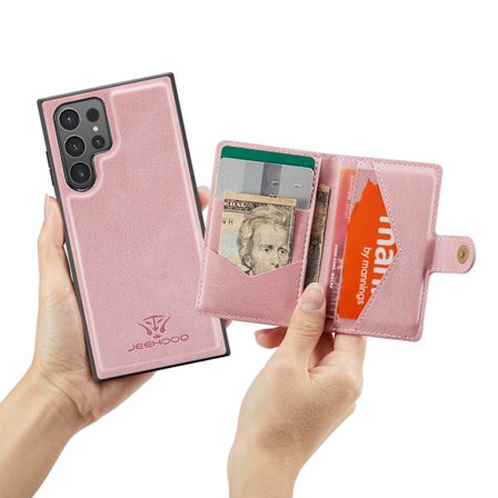 Läderplånbok med magnetiskt hållare för Galaxy S24 Ultra