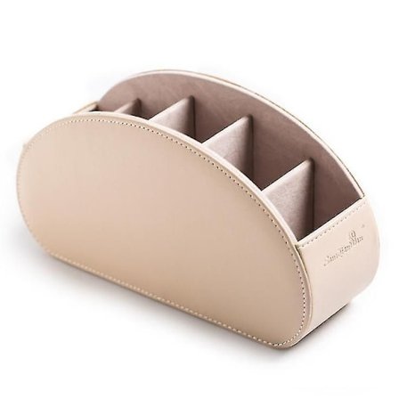 Fjernkontrollholder i skinn, multifunksjonell skrivebordsorganisator (brun)