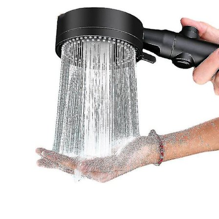 Suihkupää, korkeapaineinen käsisuihku 5 suihkulla ja 5 nopeudella (musta)