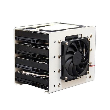 (Vit) 4x3,5 HDD-fäste för PC-chassi Mekanisk hårddiskhållare med fläktkylning Stapelbar expansion Passar