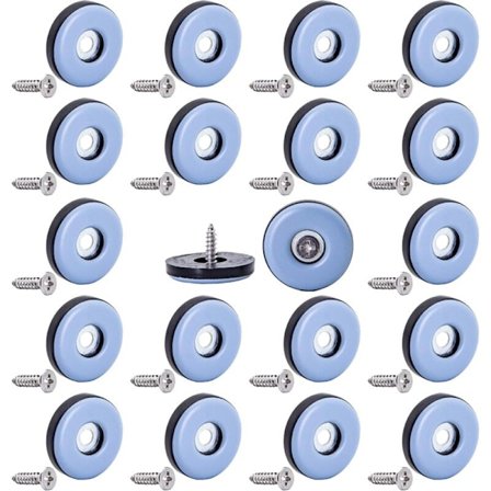 Sett med 20 22 mm teflon møbelknotter for stolbein, gulvbeskyttelse, mobile PTFE møbelknotter med teppeskrue, fliser og harde tregulv