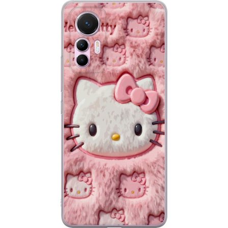 Yhteensopiva Puhelinkuori Xiaomi 12 Lite Hello Kitty vaaleanpunainen pörröinen tausta, jossa on ikoninen kasvot ja kawaii-esteettisyys
