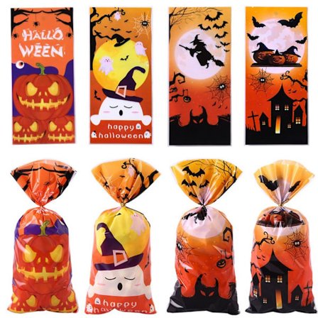50 stk Halloween Godteposer Godteri Cookies Bag Plastemballasje
