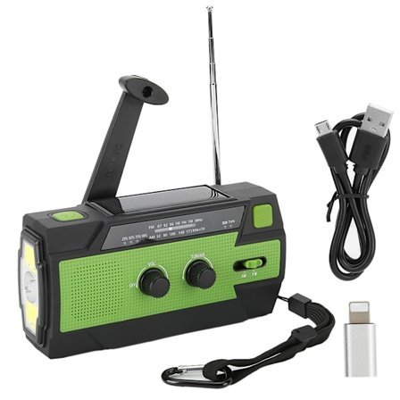 MD090P Solardriven handvevad larmvarnare radio handvevad ficklampa radio grön