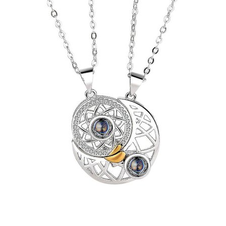 Sol Måne Stjärna Par Halsband Par Halsband Hänge Projektion