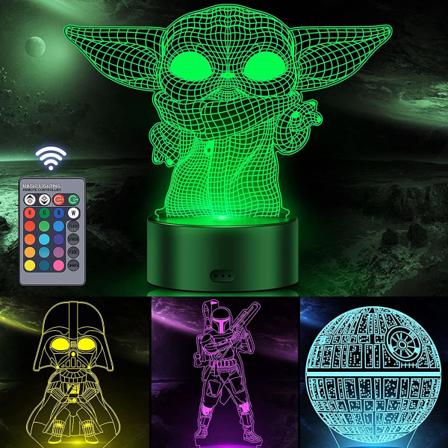 3D Illusion Star Wars Nattlampa för Barn, 4 Mönster och 1