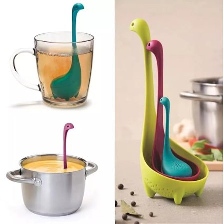 Alle tre Nessie i én, nylon, sil, suppeøse, teinfuser, blå, lilla, grønn (3 stk)