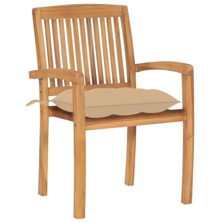 Vidaxl Trädgårdsstolar 2 St Med Beige Dynor Massiv Teak Beige