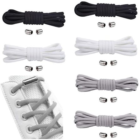 6-pak elastiske snørebånd - elastiske snørebånd med trykknap - ingen snøring nødvendig - strækker sig op til 105 cm