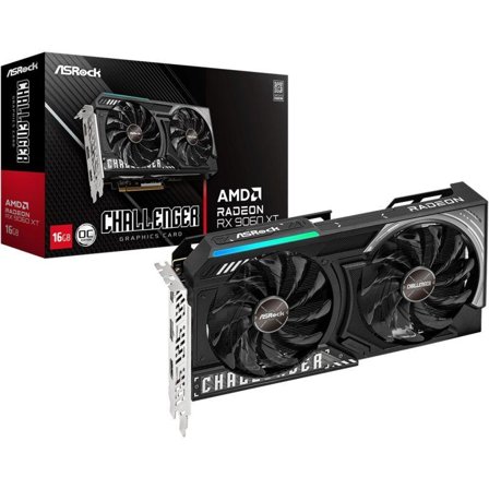 ASRock Radeon RX 9060 XT Challenger OC Skjermkort, PCI Express 5.0, 16GB GDDR6