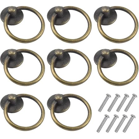 8 stk Vintage Skuffegreb Skabsknap Runde Skabgreb Skuffe Ringknapper Ring Skab Trækgreb Antik Zink Legering Til Køkken Kommode Dør