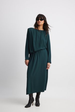 NA-KD Drapiertes Midi-Kleid - Kleider für Hochzeitsgäste - Grün - EU 34