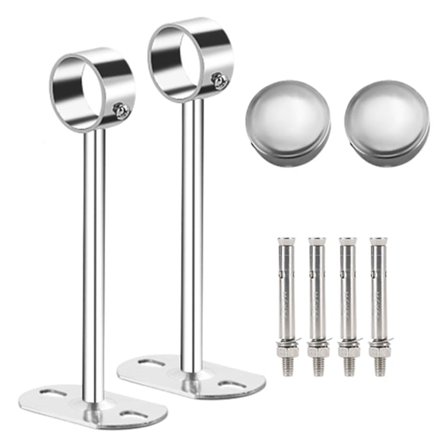 Garderobe Hængestang Rørbeslag 25mm Dia Tøjstænger Hjemmebrug Brusebad Skab 10cm Højde