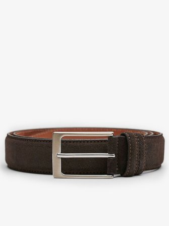 John Henric Men's Dark brown Suede Belt Size 90