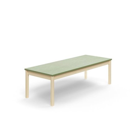 Bord DECIBEL, 1800x700x530 mm, støjreducerende linoleum, birk/grøngrå