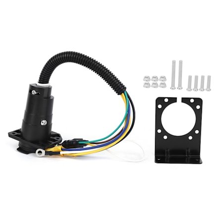 4-vägs Flat till 7-vägs Rund Koppling US Typ RV-Kablage Lastbil Trailer Plug Hitch med Fäste 6-24V