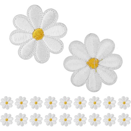 ING 20 stk pakke med strykemerker, Daisy strykemerker, Strykebroderimerker, Strykevarme, Klesmerker, Sybroderimerker
