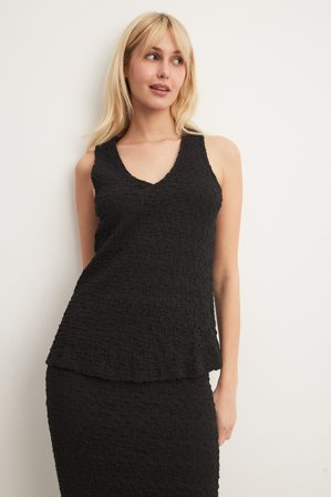NA-KD Structured Sleeveless Top - Sommertøj - Sort - S