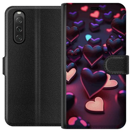 Yhteensopiva Lompakkokotelo Sony Sony Xperia 10 V KeskiyönSydämet